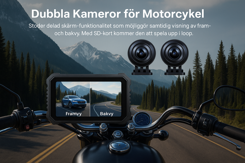Dubbla Kameror för Motorcykel på svenska