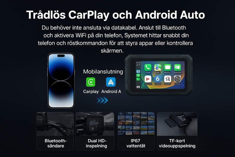 Trådlös CarPlay och Android Auto på svenska