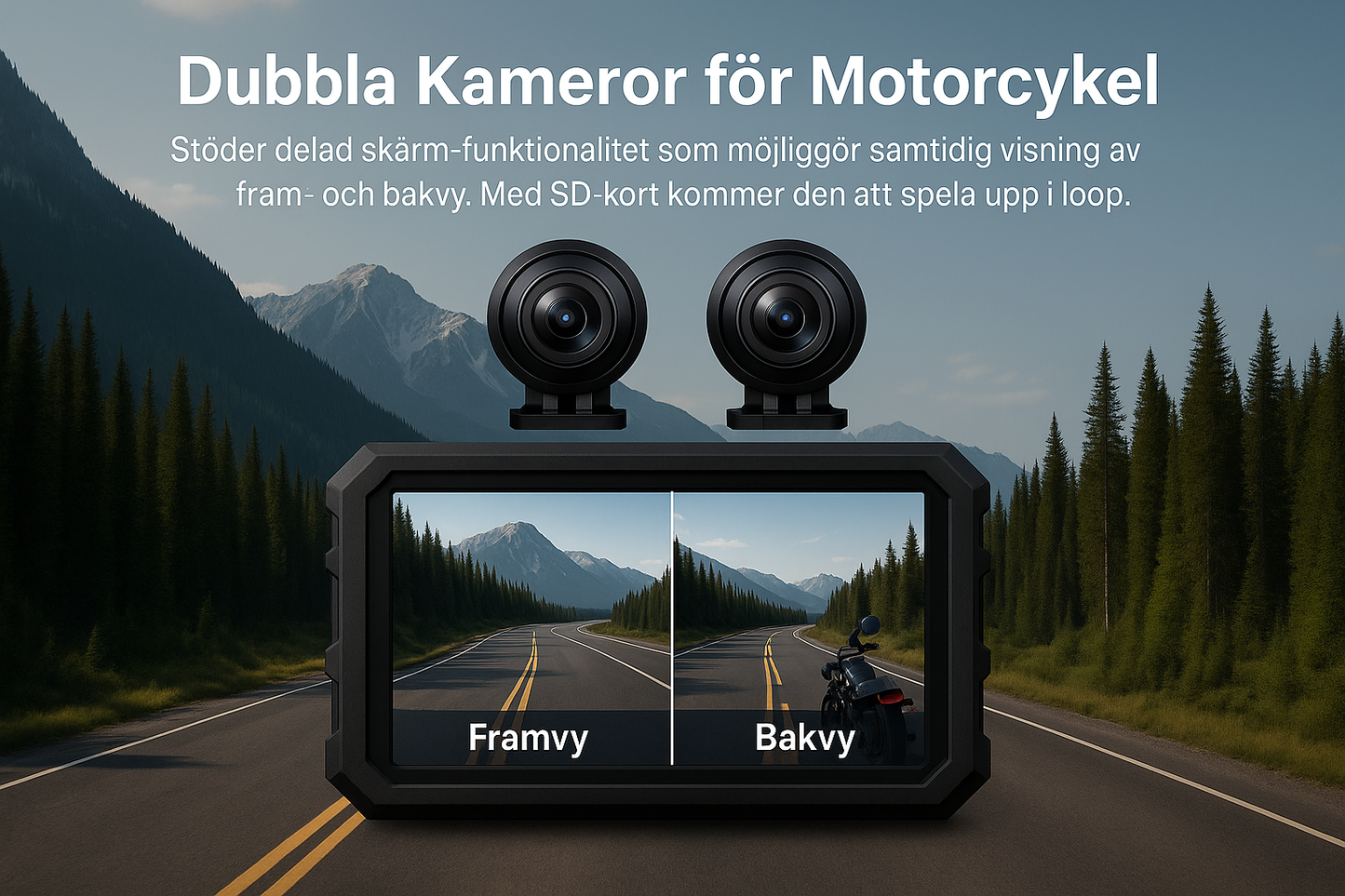 Dubbla Kameror för Motorcykel med korrekt ram-design
